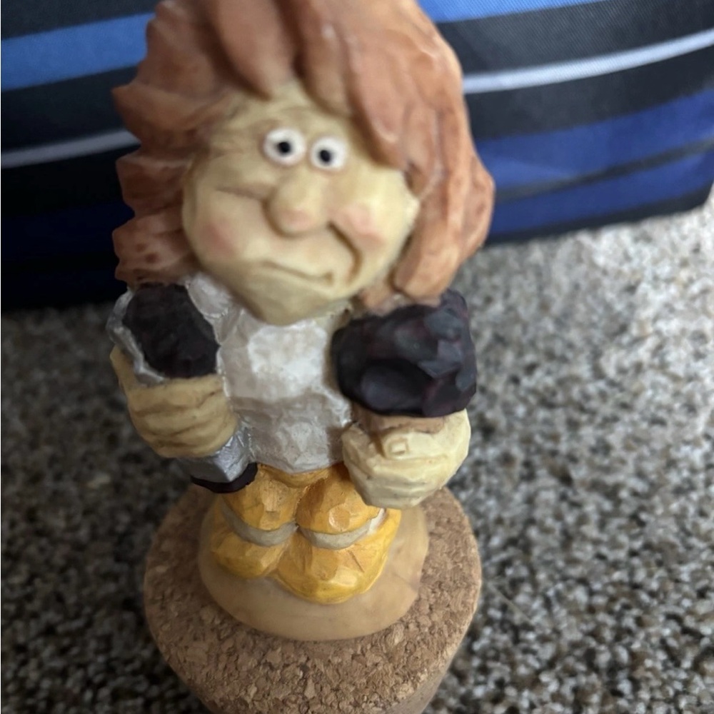 Vintage Handcrafted Lion Man Wine Bottle Stopper - Wooden Figurine